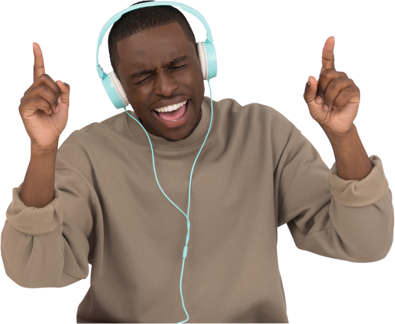 Man Listening to Music with Headphones